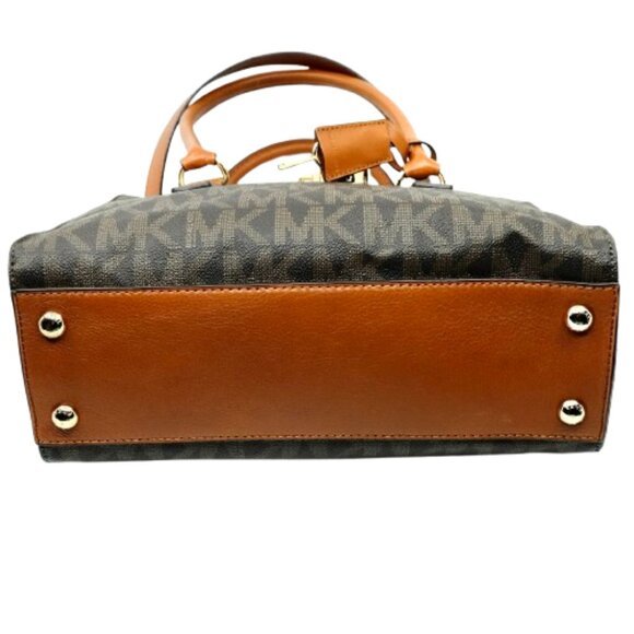 MICHAEL KORS~Hamilton~SIGNATURE LOGO SATCHEL BAG w/GOLD LOCK & KEY Like New - Picture 5 of 6